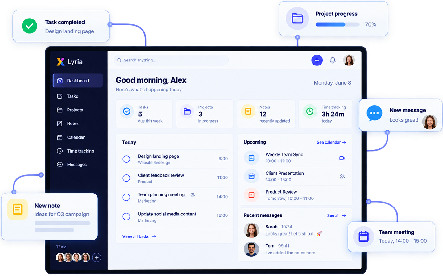 Lyria project management software for small teams